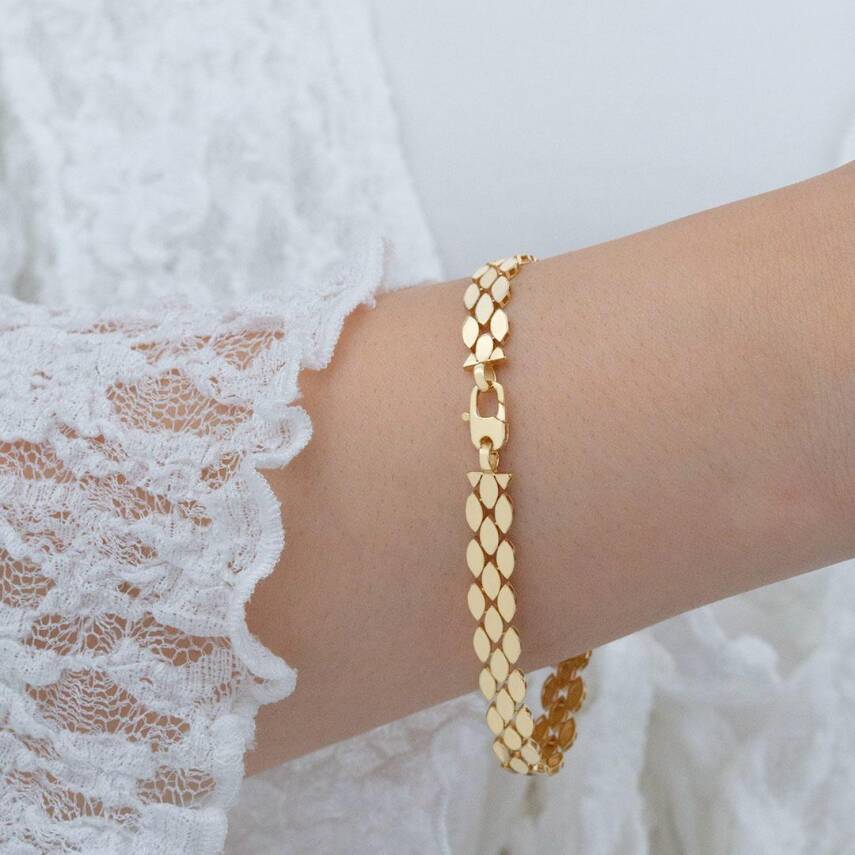 Baget Taşlı Bal Peteği Bileklik - 2