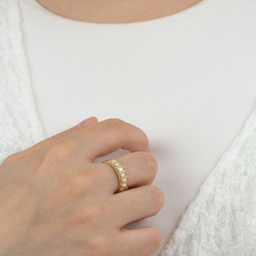 Baget Taşlı Yarım Sıra Yüzük - 1