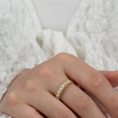 Baget Taşlı Yarım Sıra Yüzük - 2