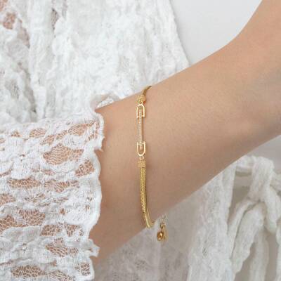 Balıksırtı Şerit Taşlı Bileklik - 