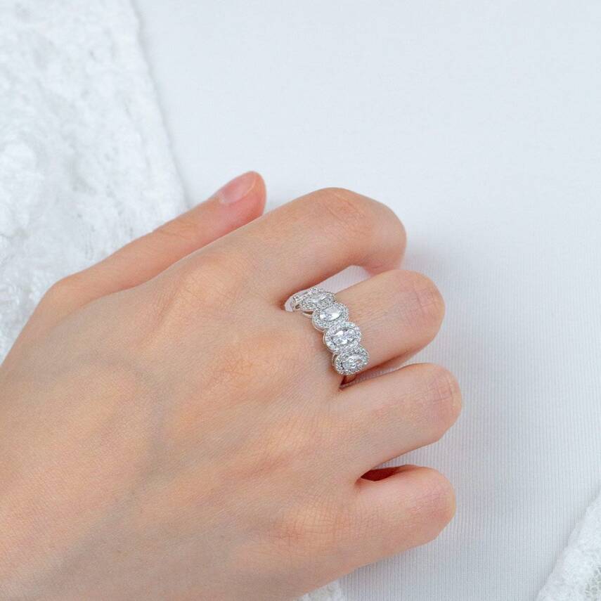 Beş Sıra Baget Taşlı Yüzük - 1