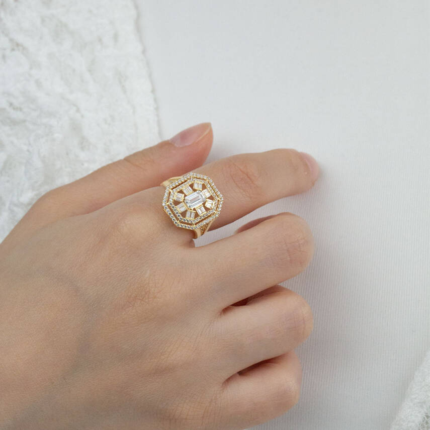 Beşgen Baget Taşlı Yüzük - 2