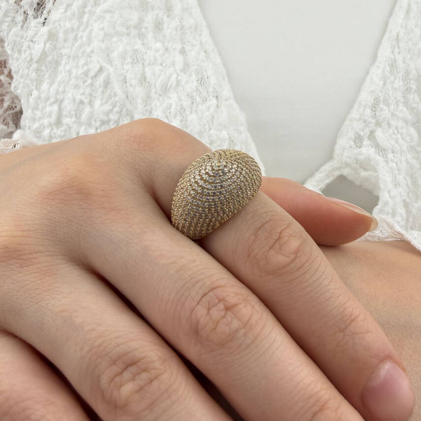 Bombeli Sıra Taşlı Yüzük - 2