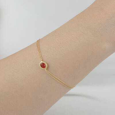 Borda Doğal Akik Taşlı Bileklik - 