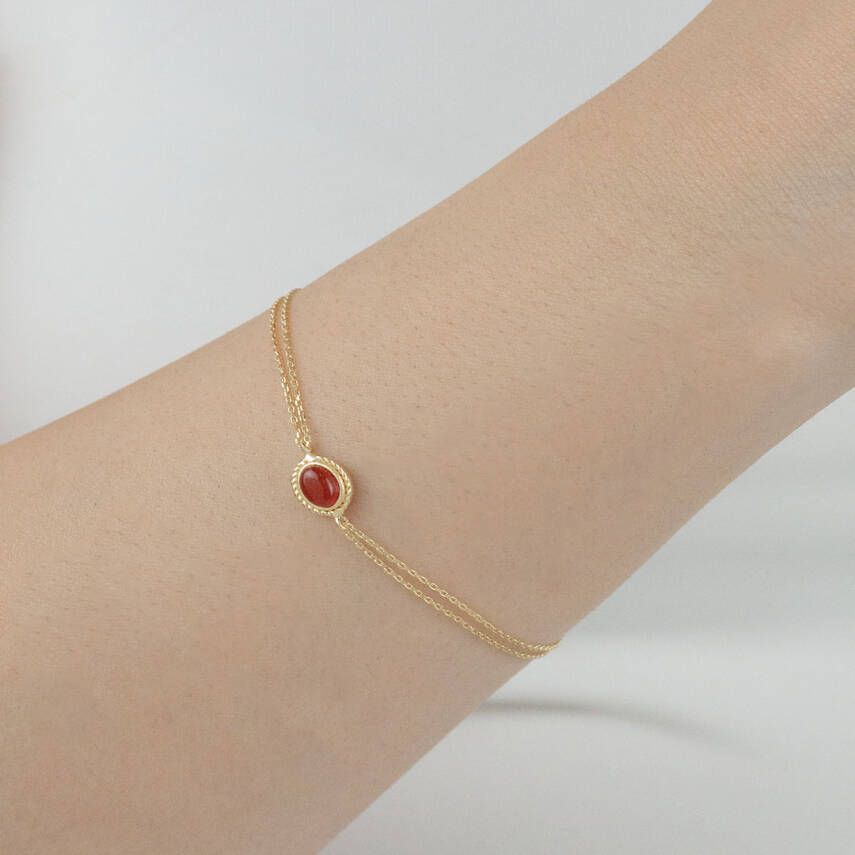 Borda Doğal Akik Taşlı Bileklik - 1