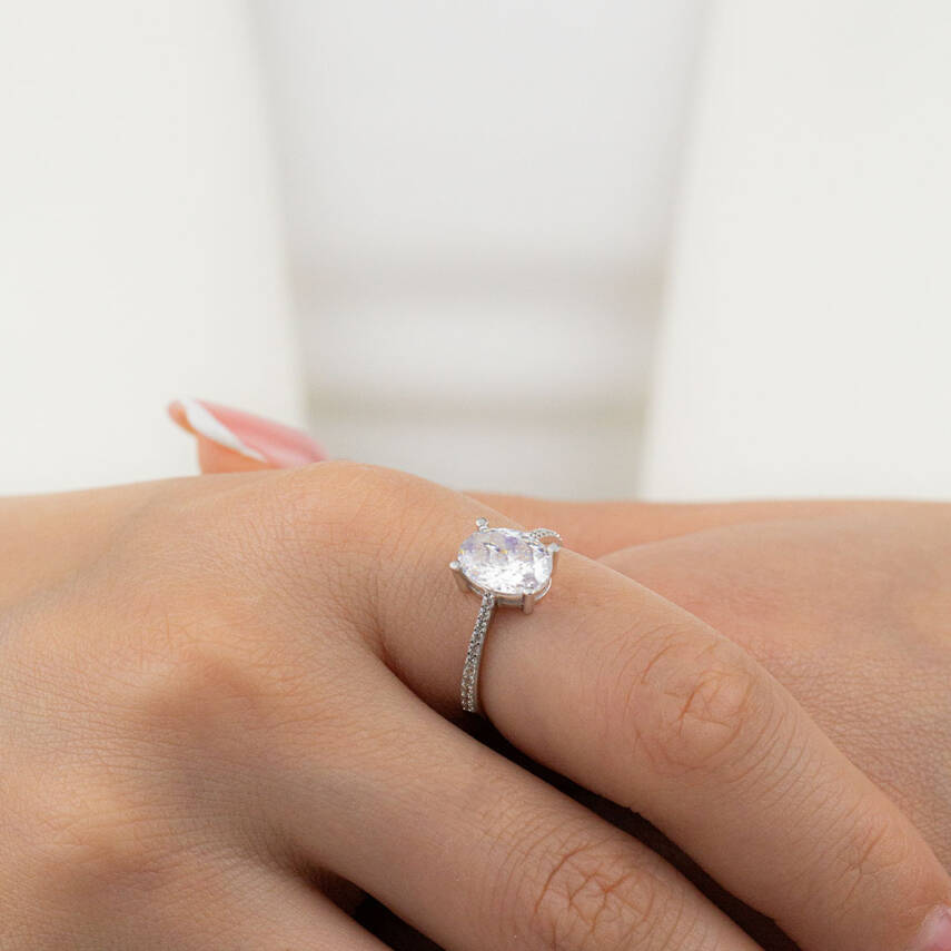 Büyük Taşlı Tektaş Yüzük - 2