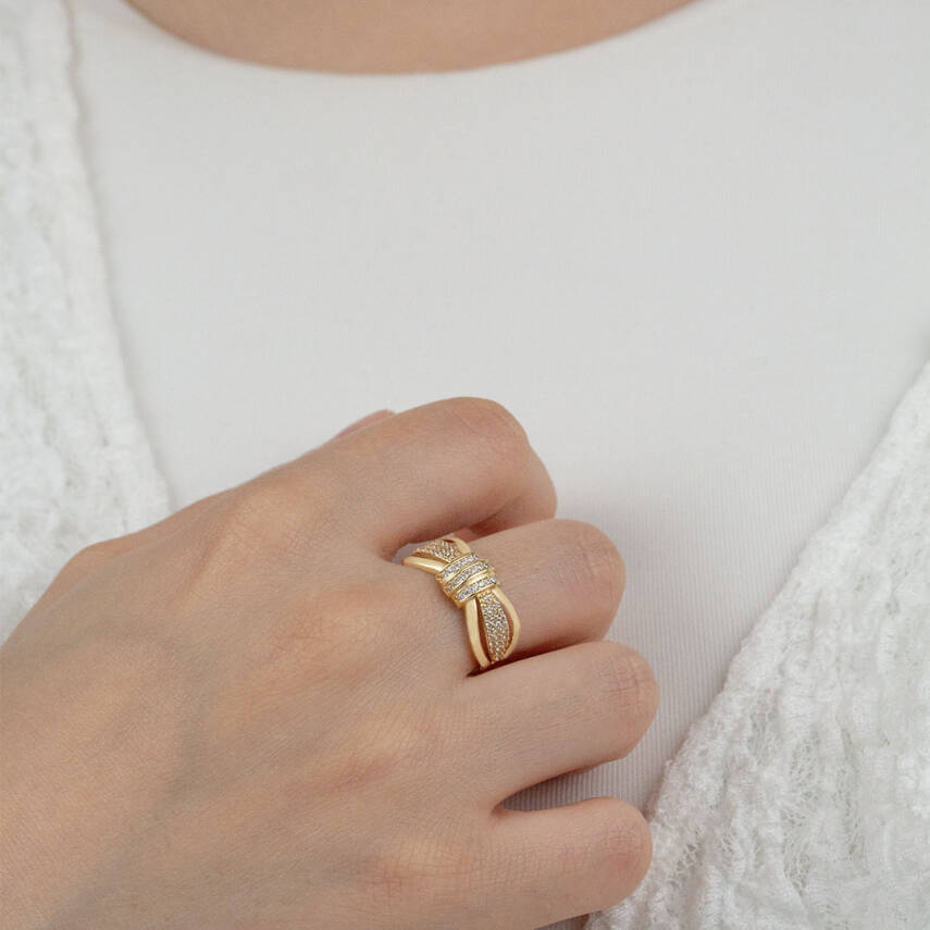 Çapraz Taşlı Yüzük - 1