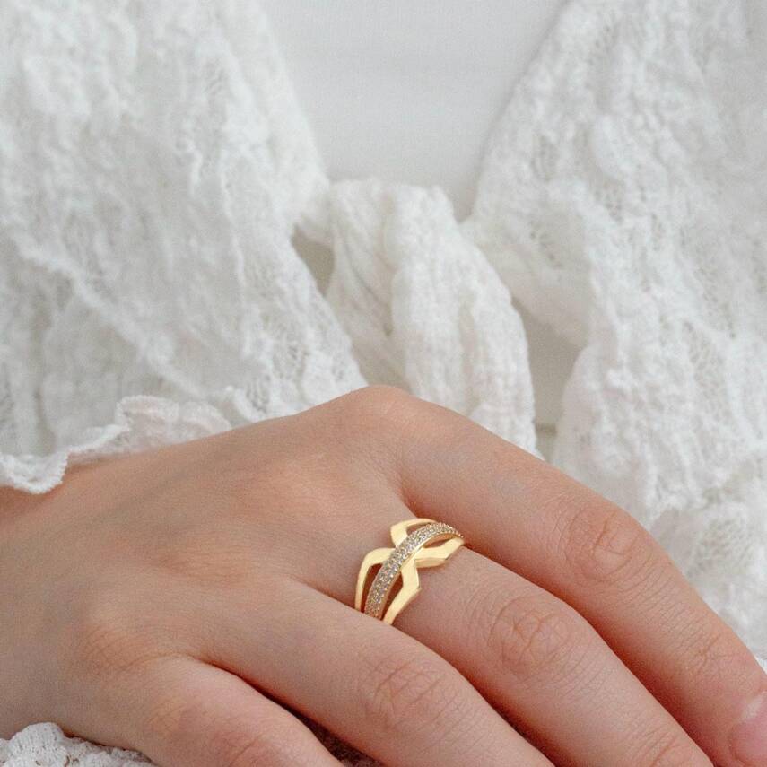 Çapraz Taşlı Yüzük - 2