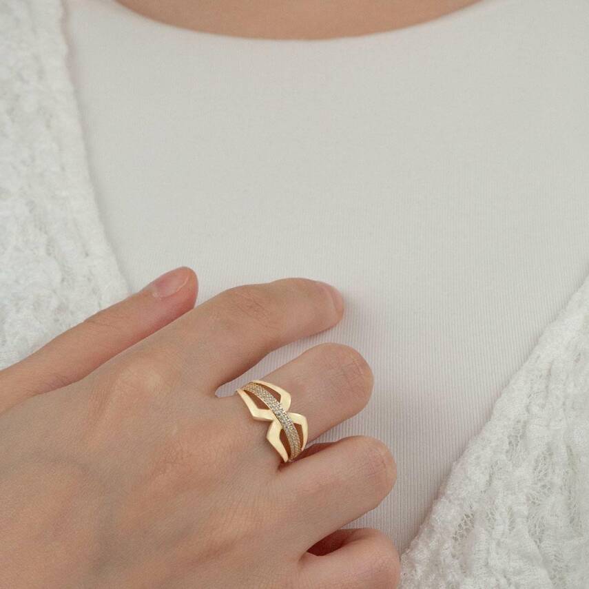 Çapraz Taşlı Yüzük - 1