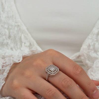 Çerçeve Taşlı Baget Yüzük - 2