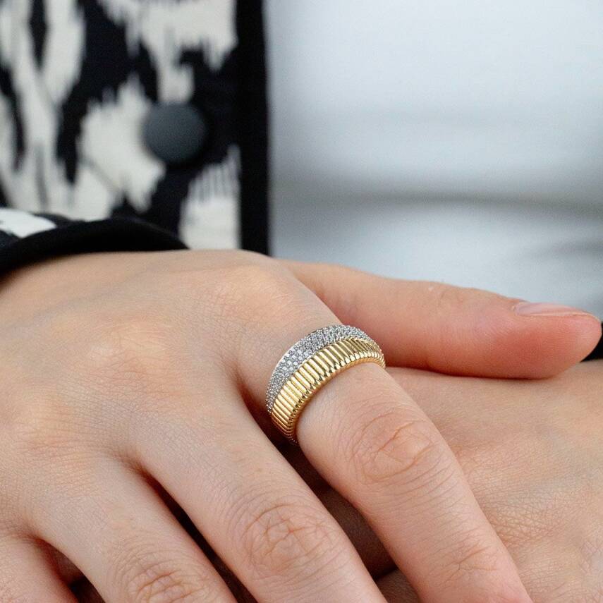 Çift Sıra Taşlı Yüzük - 1