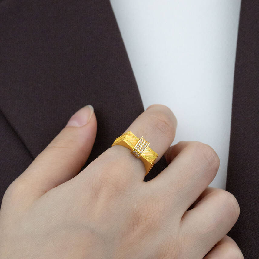 Dikdörtgen Taşlı Yüzük - 1