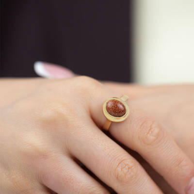 Doğal Akik Desenli Taş Yüzük - 2