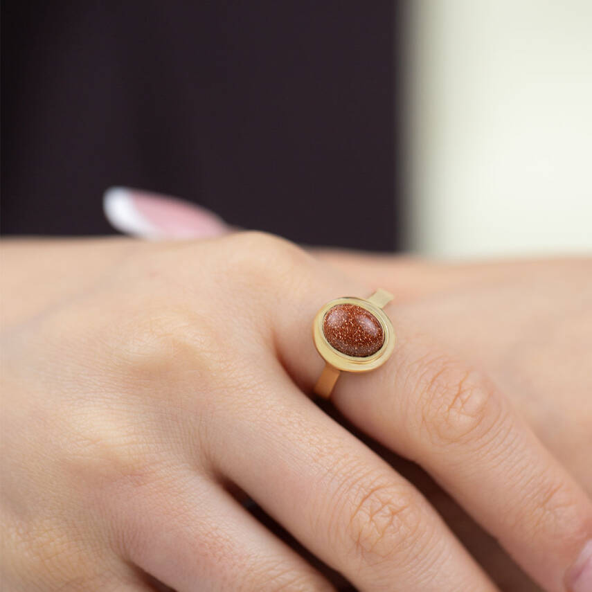 Doğal Akik Desenli Taş Yüzük - 2