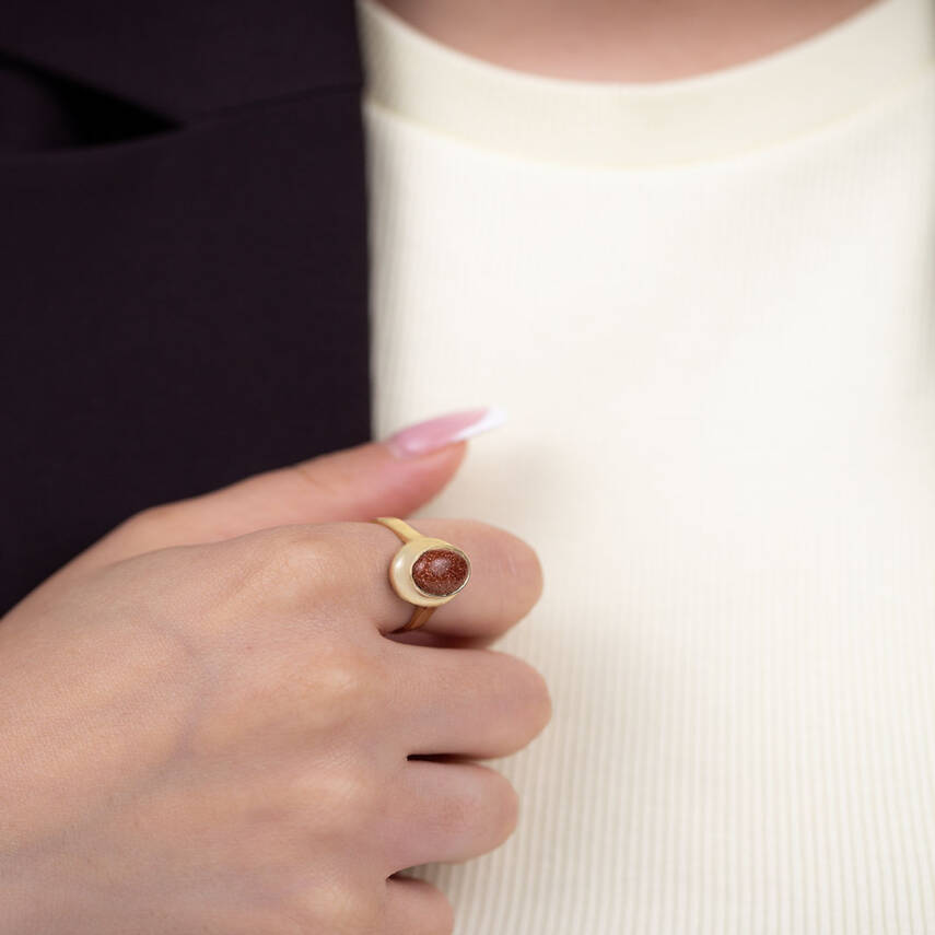 Doğal Akik Desenli Taş Yüzük - 1