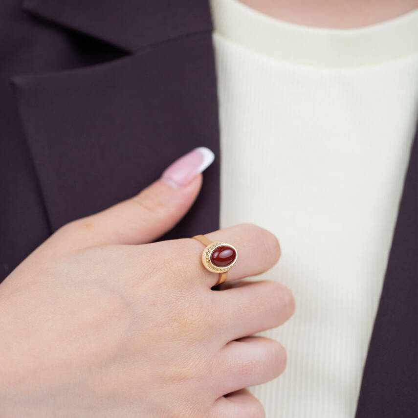 Doğal Akik Taşlı Yüzük - 1