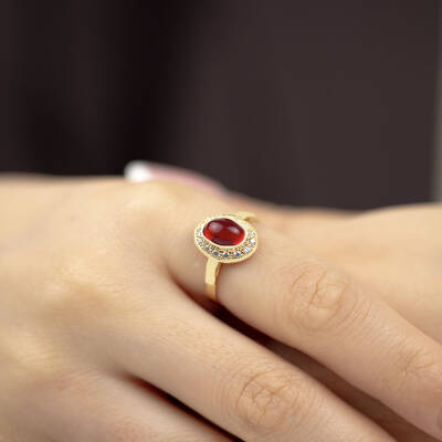 Doğal Akik Taşlı Yüzük - 