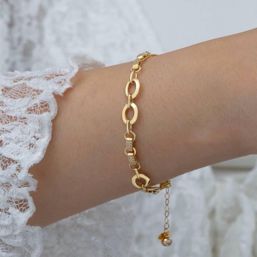 Halka Taş Detaylı Minimal Bileklik - 1