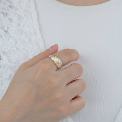 İki Renk Taşsız Yüzük - 