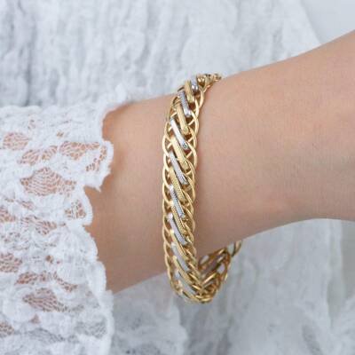 İki Renkli Zincir Bileklik - 