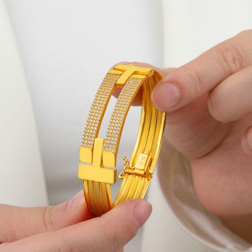 İki Sıra Taşlı Hasır Kelepçe - 2