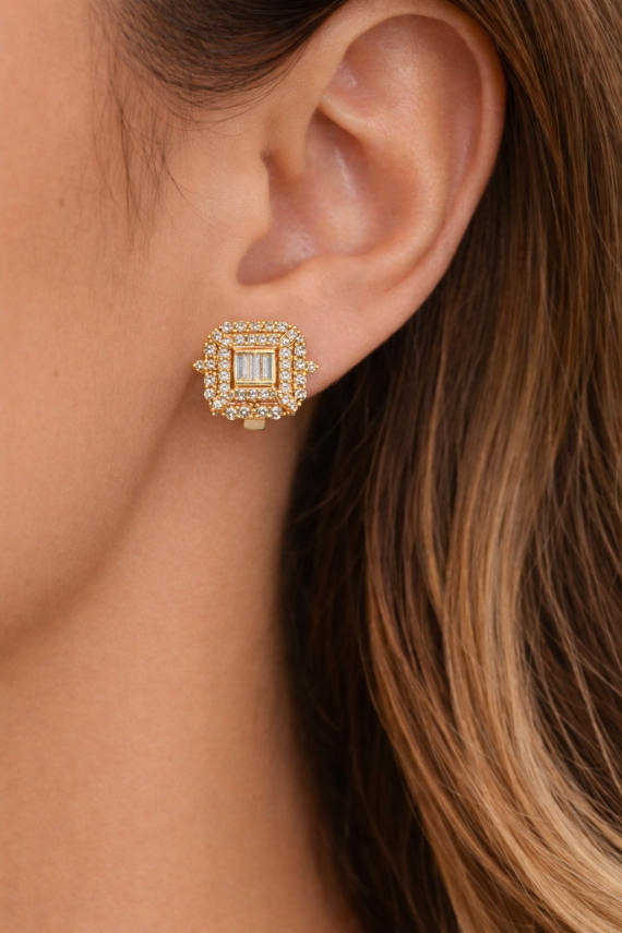 Kare Taşlı Küpe - 1