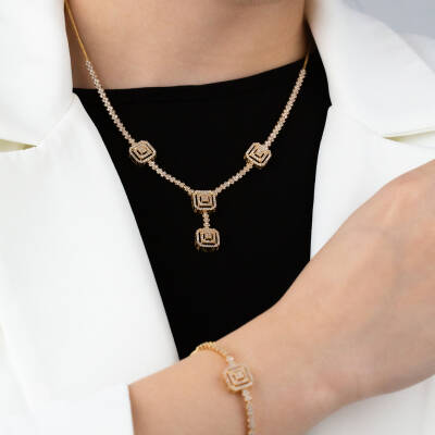 Kare Taşlı Set - 