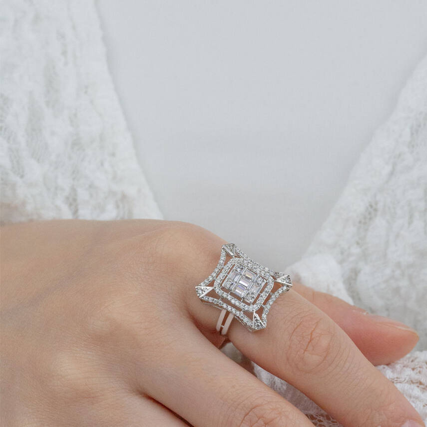 Kare Taşlı Yüzük - 1