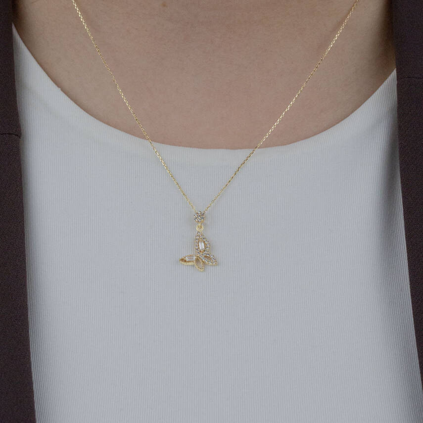 Kelebek Taşlı Kolye - 1