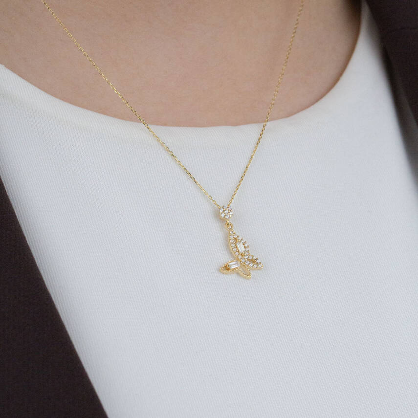 Kelebek Taşlı Kolye - 2