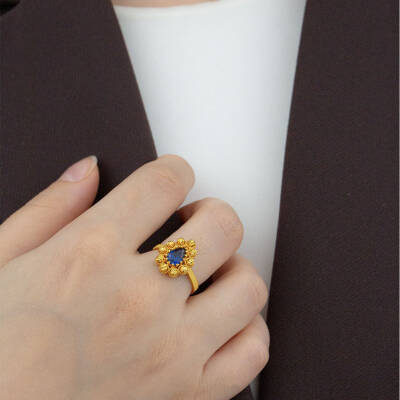 Mavi Taşlı Dorika Yüzük - 