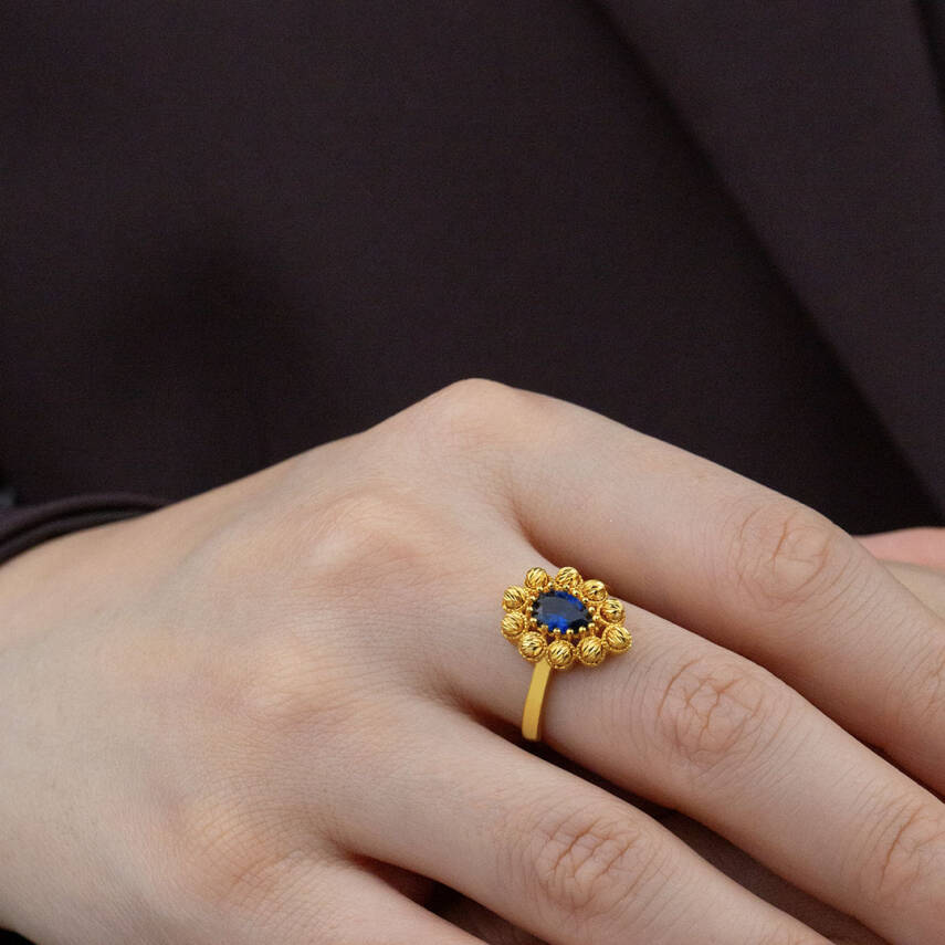 Mavi Taşlı Dorika Yüzük - 2