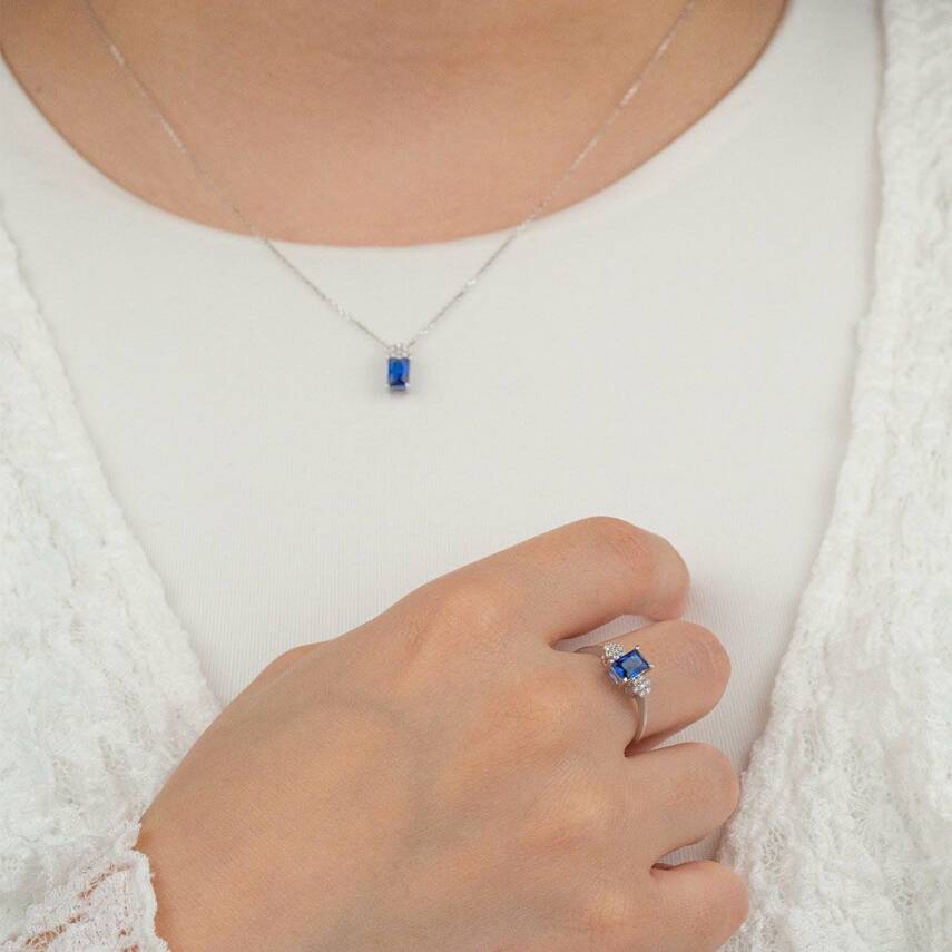 Mavi Taşlı Set - 1