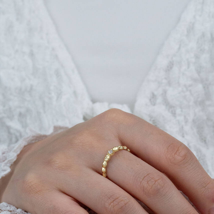 Minimal Taşlı Yüzük - 2