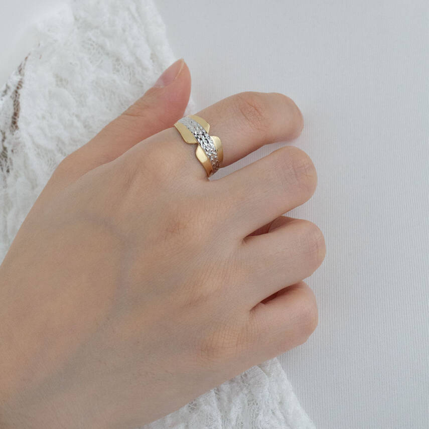 Motifli İki Renk Yüzük - 1