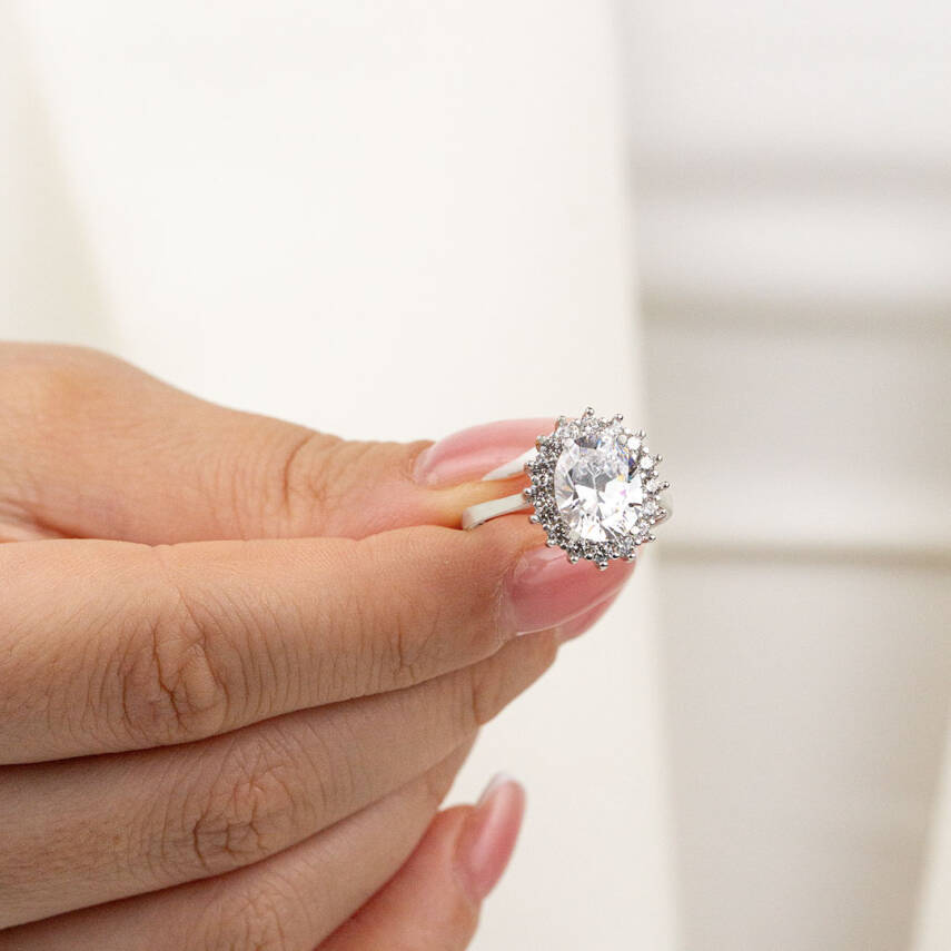 Oval Çicek Desenli Yüzük - 3