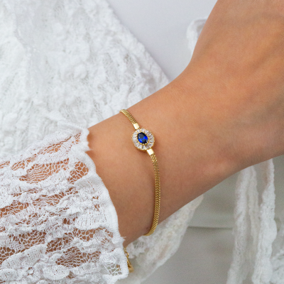 Oval Renkli Taşlı Bileklik - 