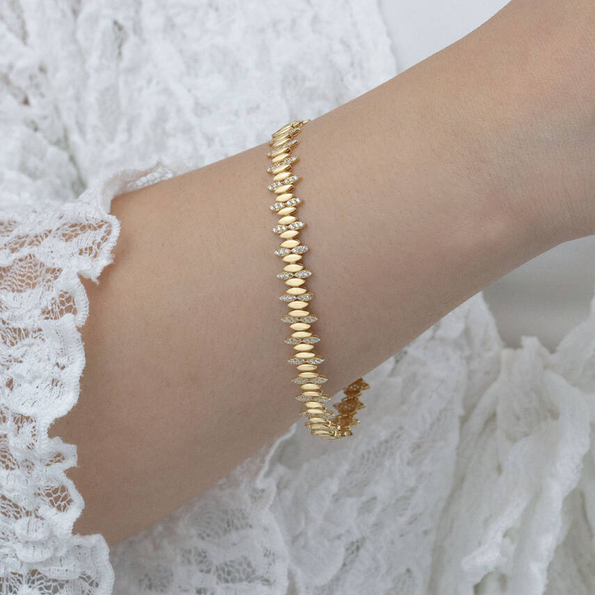 Oval Taş Detalı Bileklik - 1