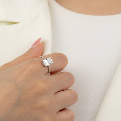 Oval Taşlı Tektaş Yüzük - 2