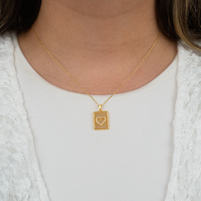 Plakalı Kalp Kolye - 1