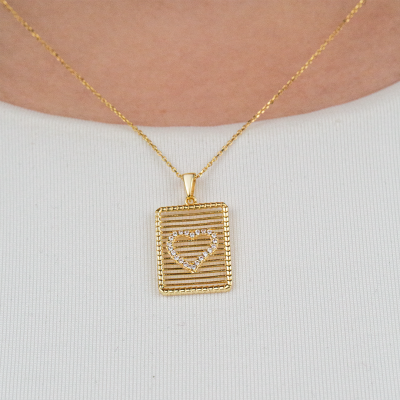 Plakalı Kalp Kolye - 2