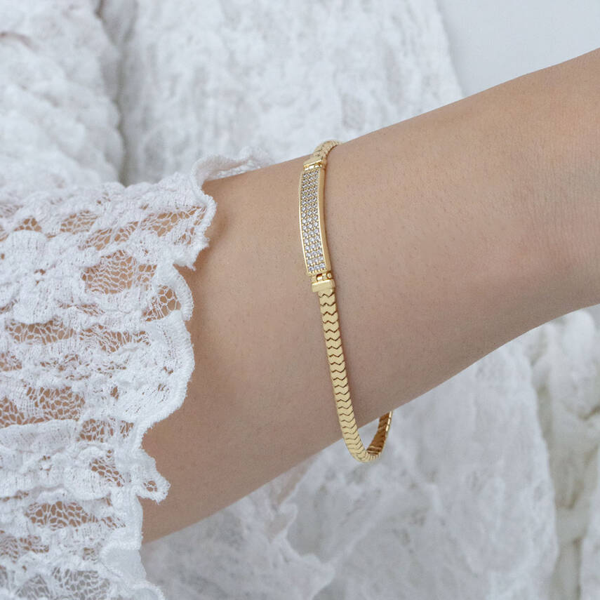 Plakalı Taşlı Bileklik - 1