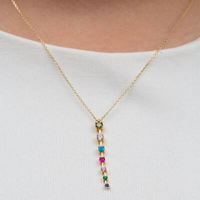 Renkli 7 Taş Kolye - 