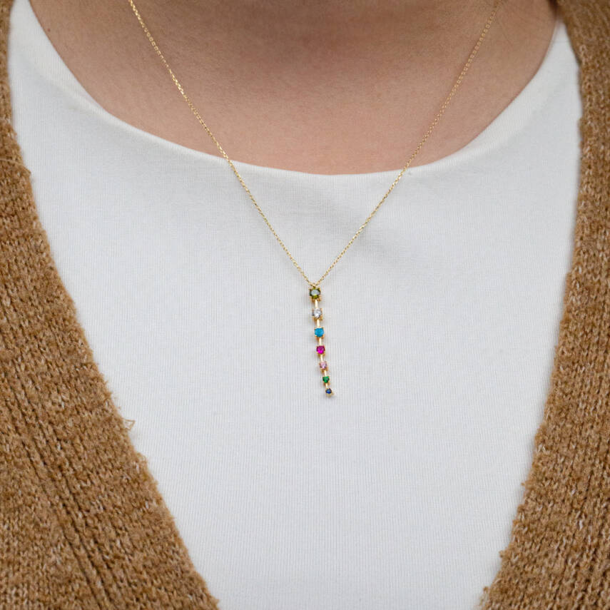 Renkli 7 Taş Kolye - 2
