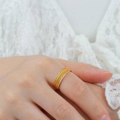 Taş Detaylı Hasır Yüzük - 2