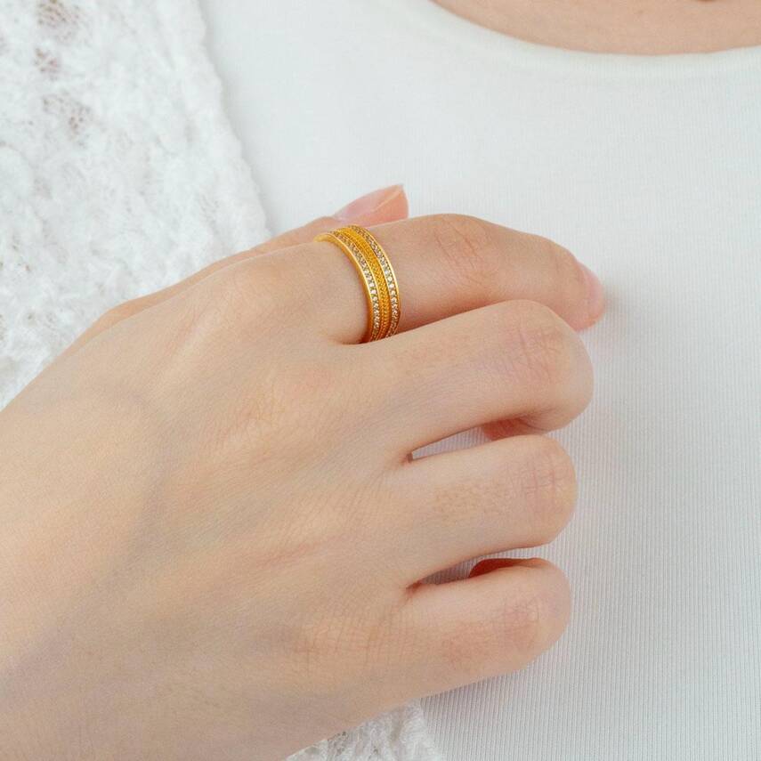 Taş Detaylı Hasır Yüzük - 1