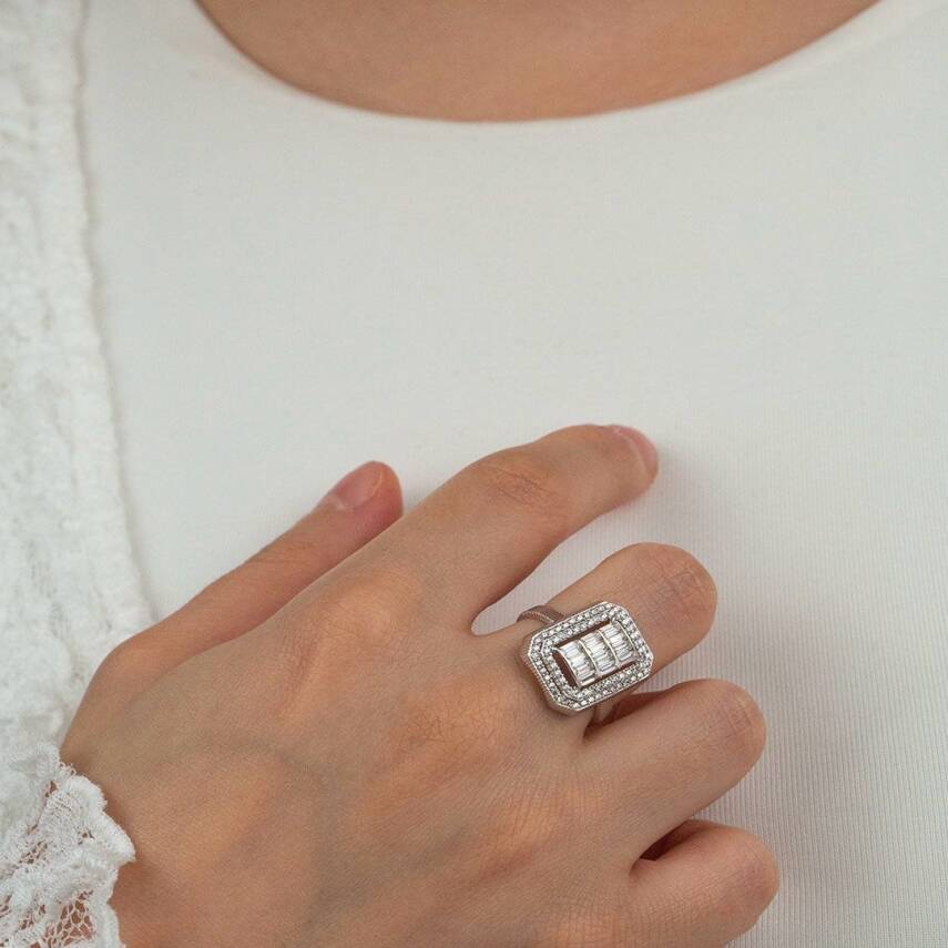 Taş Sıralı Baget Yüzük - 1