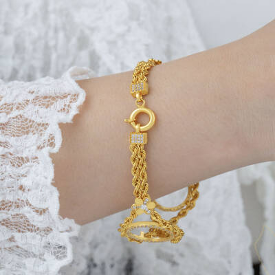 Taşlı Çeyrek Boy Üçlü Çerçeve Bileklik - 2