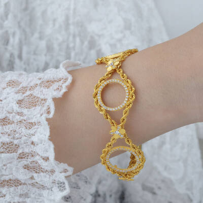 Taşlı Çeyrek Boy Üçlü Çerçeve Bileklik - 