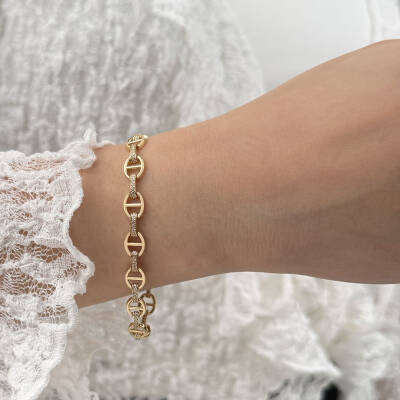 Taşlı Halka Bileklik - 